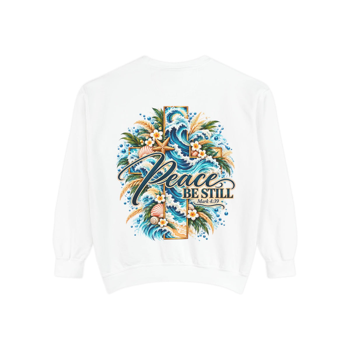 Peace, Be Still | Mark 4:39 Coastal Christian Crewneck