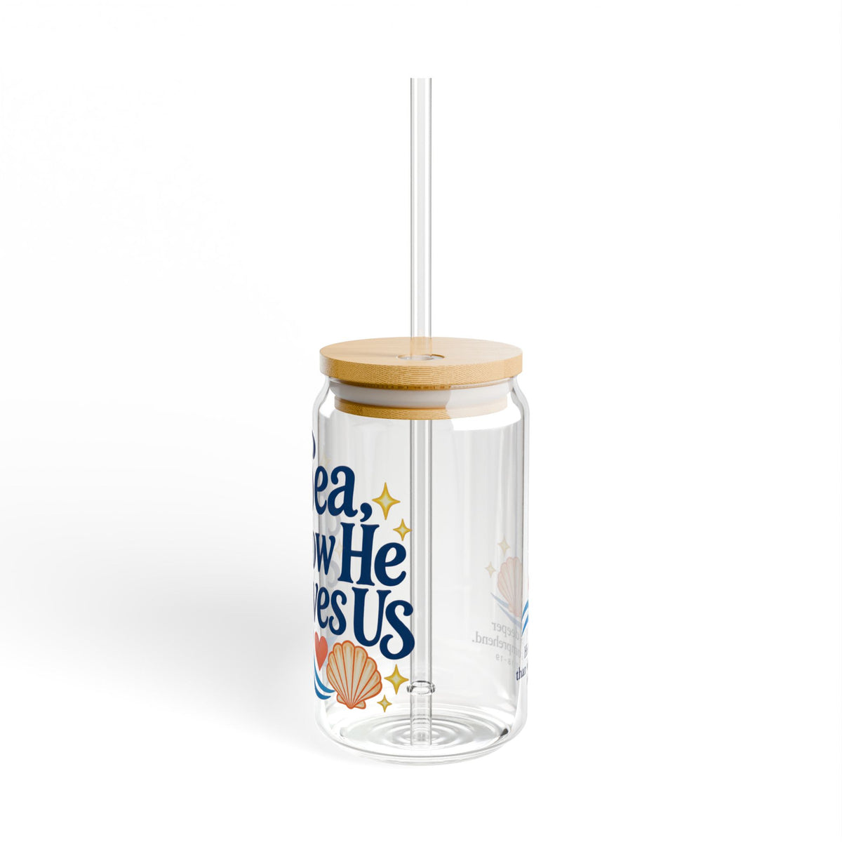 Sea, How He Loves Us | Coastal Faith Glass Sipper · 16 oz