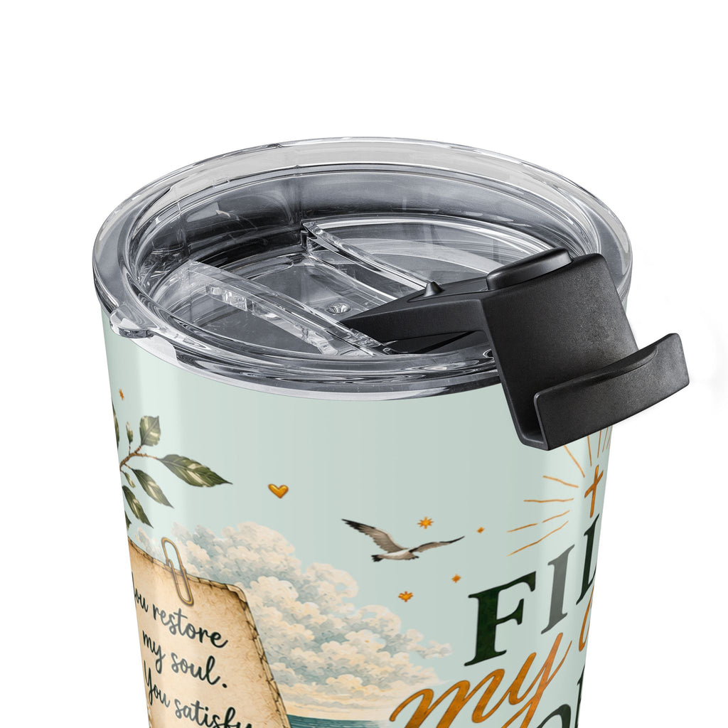 Fill My Cup, Lord™ Coastal Scripture Tumbler | Psalm 23:5 | 20 oz Insulated Travel Cup