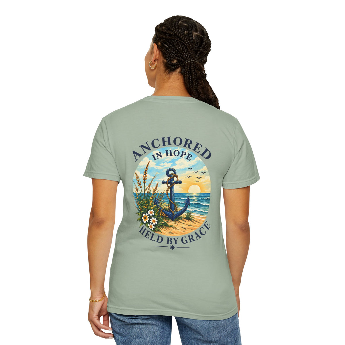 Anchored in Hope Faith Shirt | Hebrews 6:19 Christian Coastal Graphic Tee | Faith-Based Comfort Colors T-Shirt