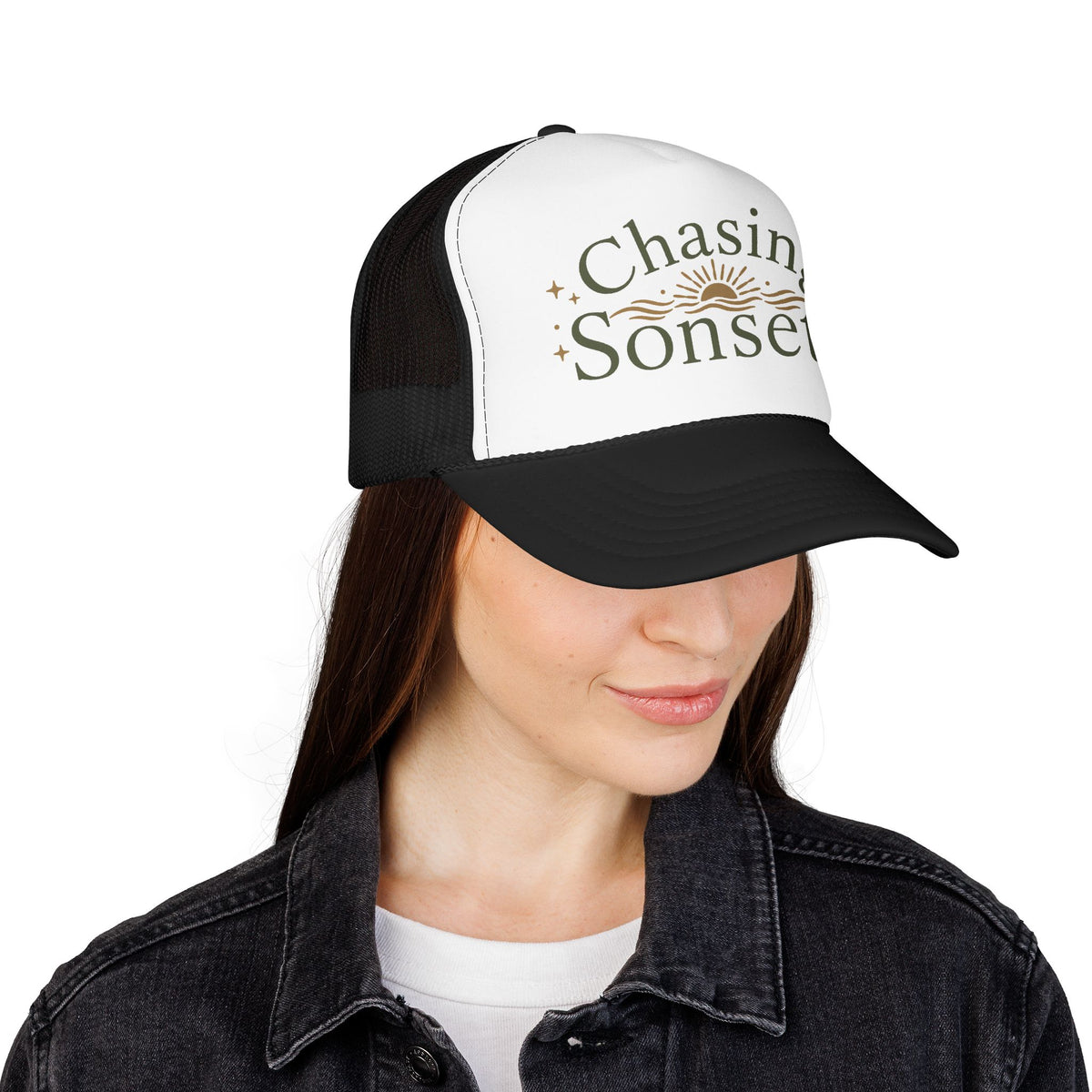 Chasing Sonsets™ Coastal Christian Trucker Hat | Women's Boutique Faith Snapback | Beach Lifestyle Hat | Still Blessed Co.