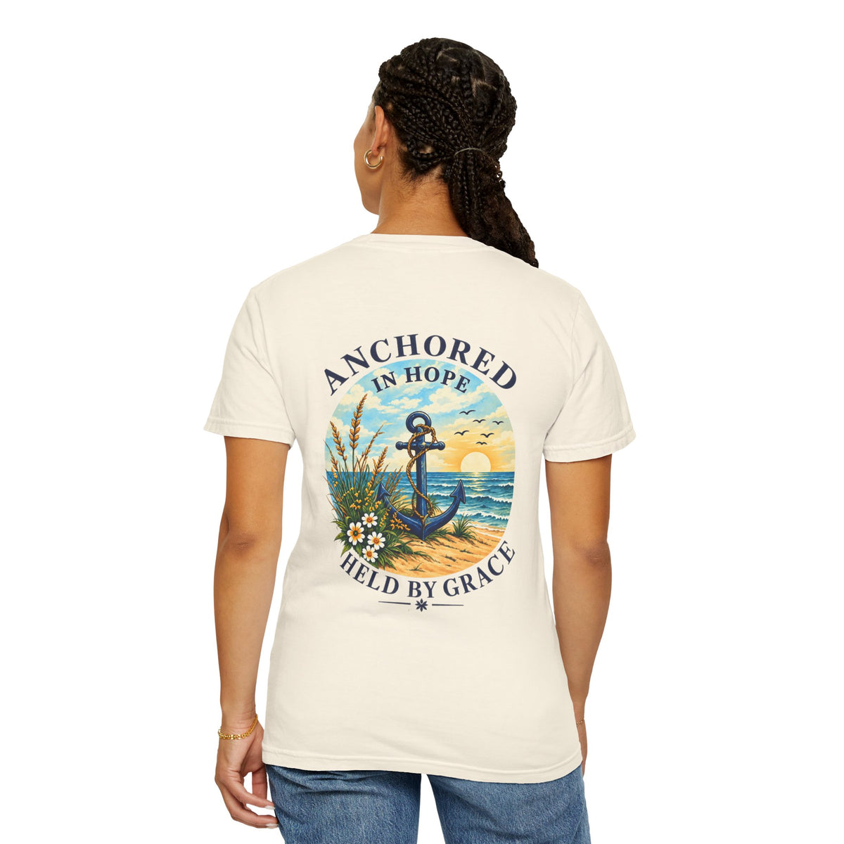 Anchored in Hope Faith Shirt | Hebrews 6:19 Christian Coastal Graphic Tee | Faith-Based Comfort Colors T-Shirt