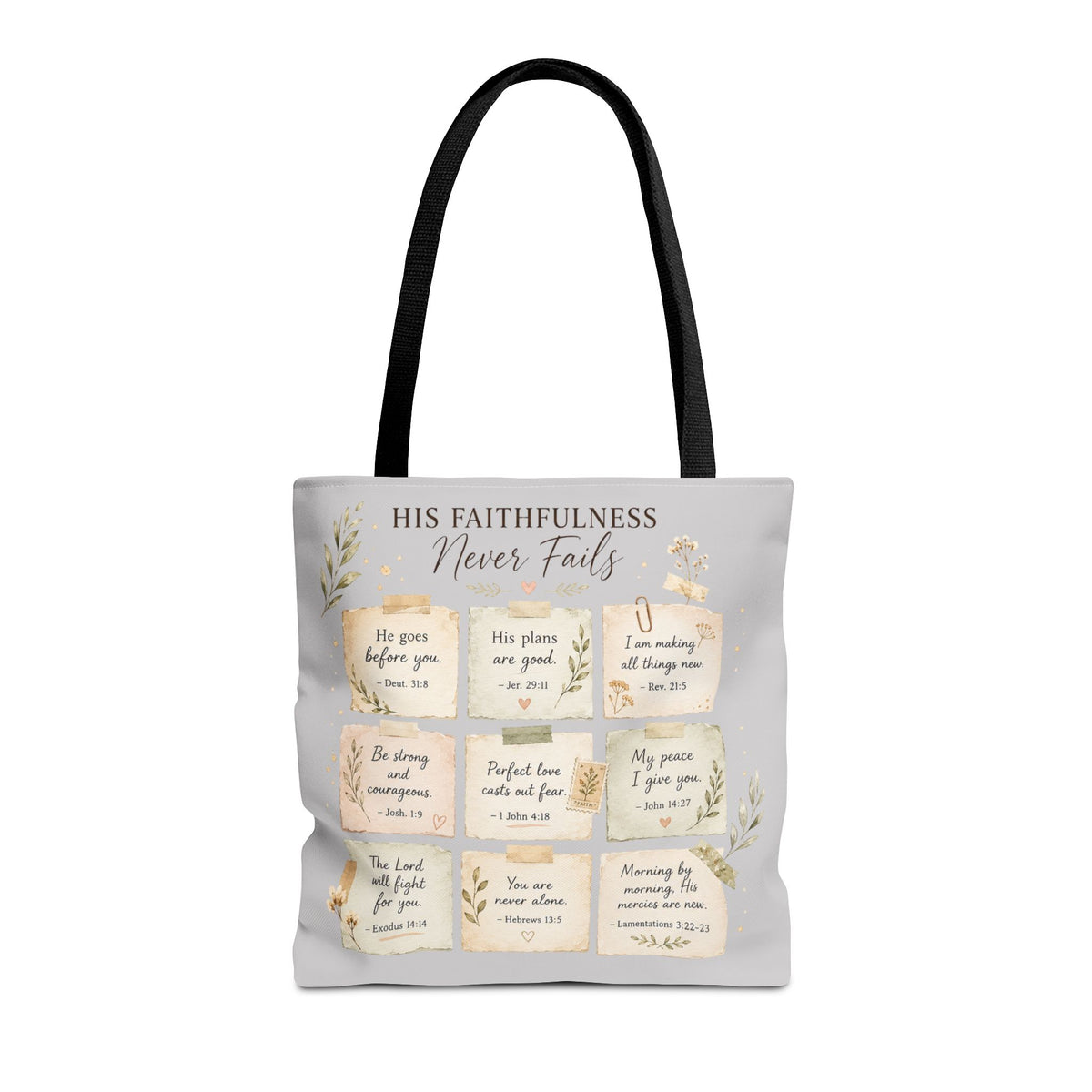 His Faithfulness Never Fails™ Double-Sided Christian Tote Bag | Scripture Promise Canvas Tote | Bible Study Bag | Faith Gift for Women