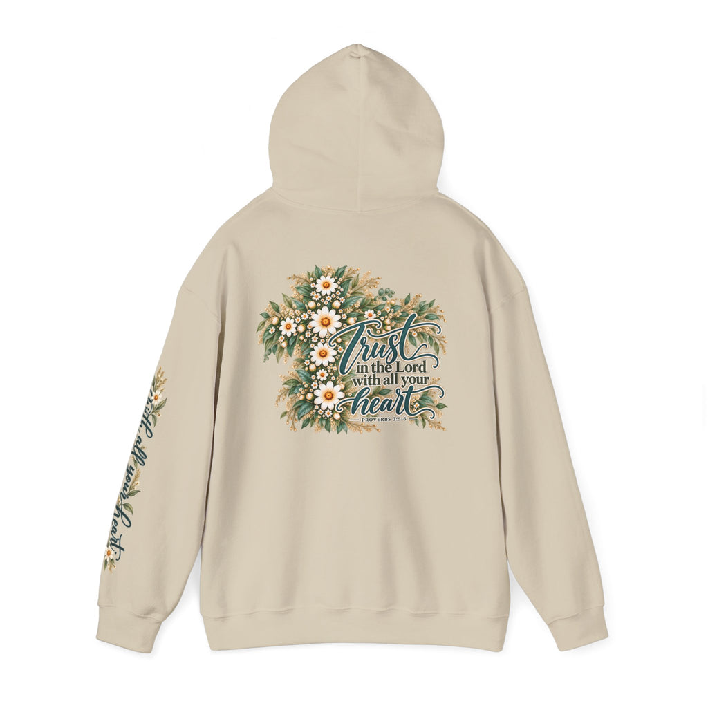 Trust in the Lord Floral Cross Hoodie | Proverbs Christian Hoodie