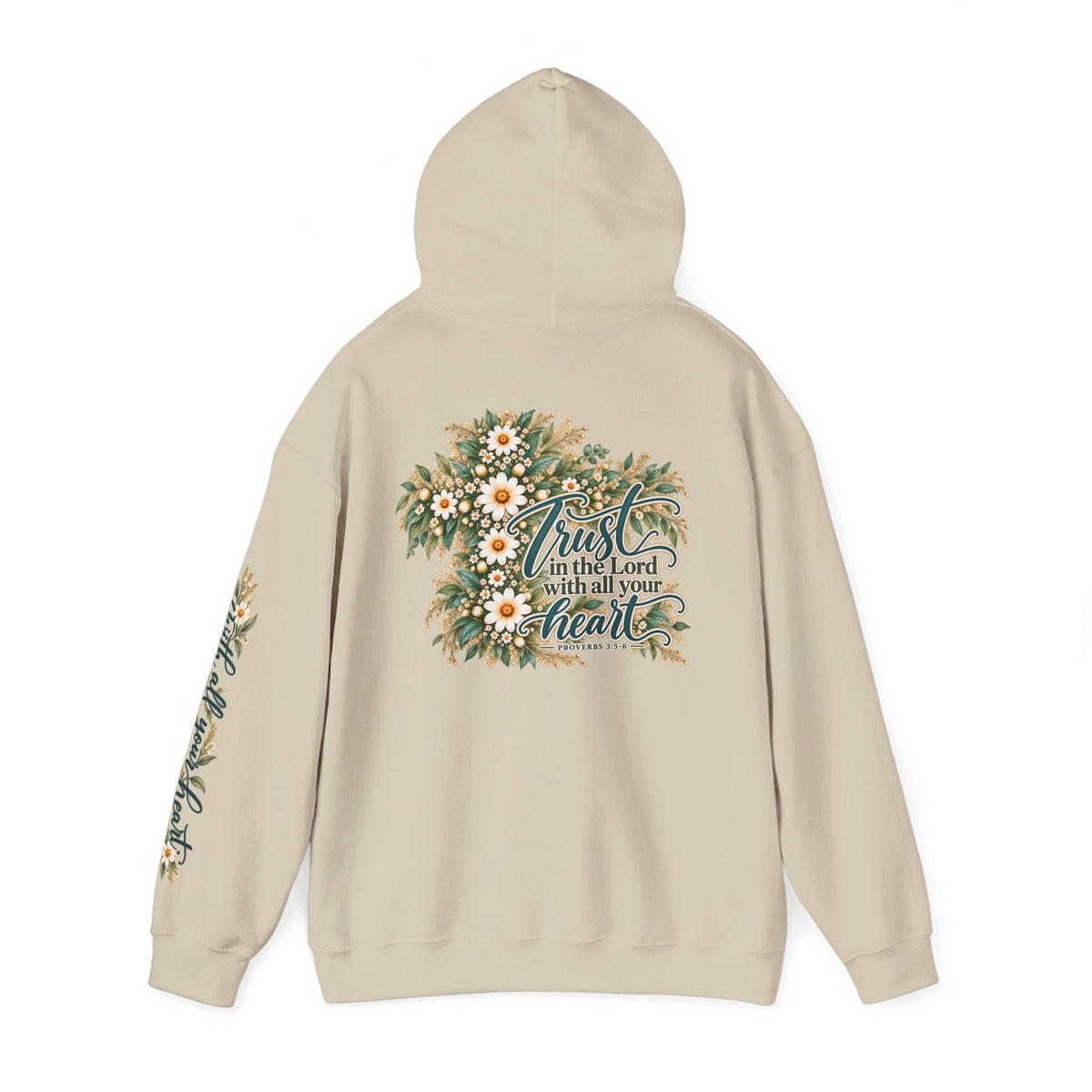 Trust in the Lord Floral Cross Hoodie | Proverbs Christian Hoodie
