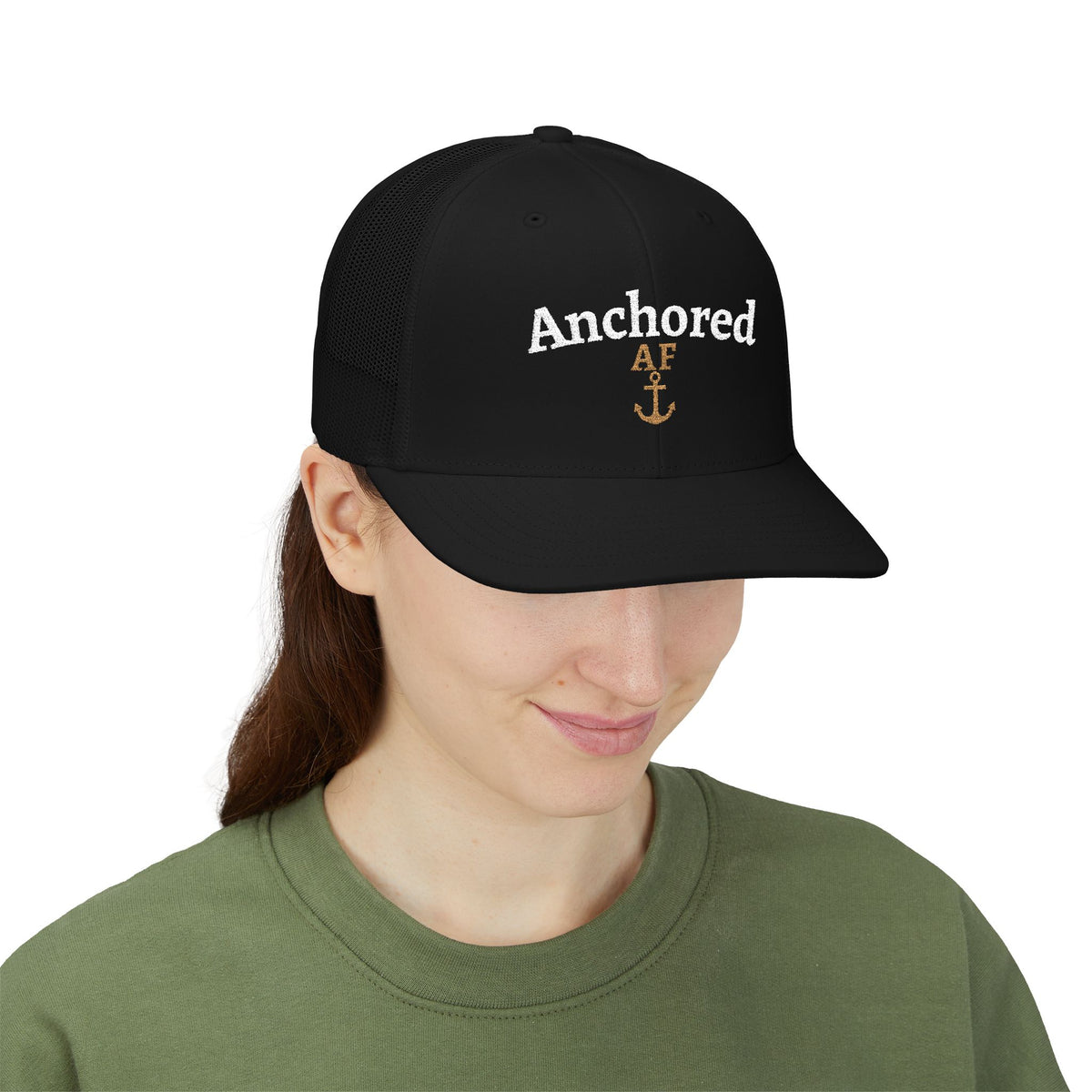 Anchored AF Embroidered Hat | Richardson 112 Trucker | Coastal Faith Cap | Christian Boutique Hat