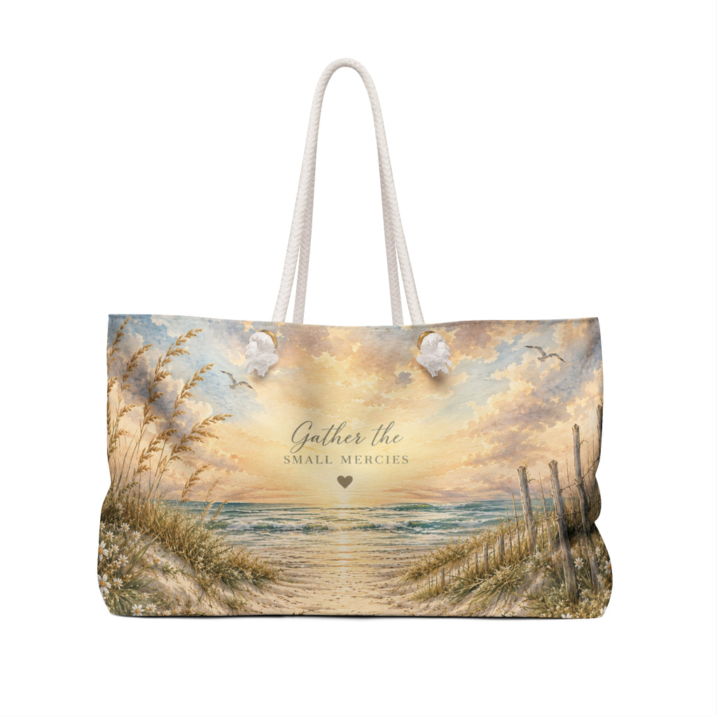 Morning Mercies™ Weekender Bag | Coastal Christian Beach Bag | Luxury Beach Tote | Oversized Travel Bag | Still Blessed Co.
