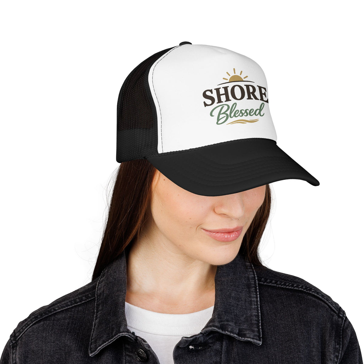 Shore Blessed™ Coastal Faith Trucker Hat | Women's Boutique Snapback | Faith & Sunshine Collection