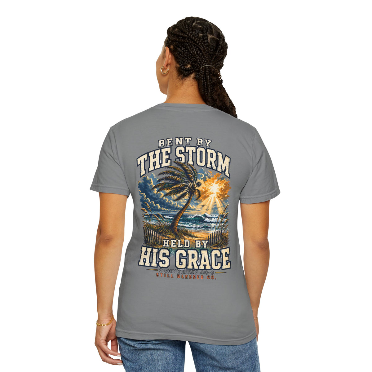 Bent by the Storm, Held by His Grace Comfort Colors® Tee | Coastal Christian Shirt | Women’s Faith Graphic T-Shirt