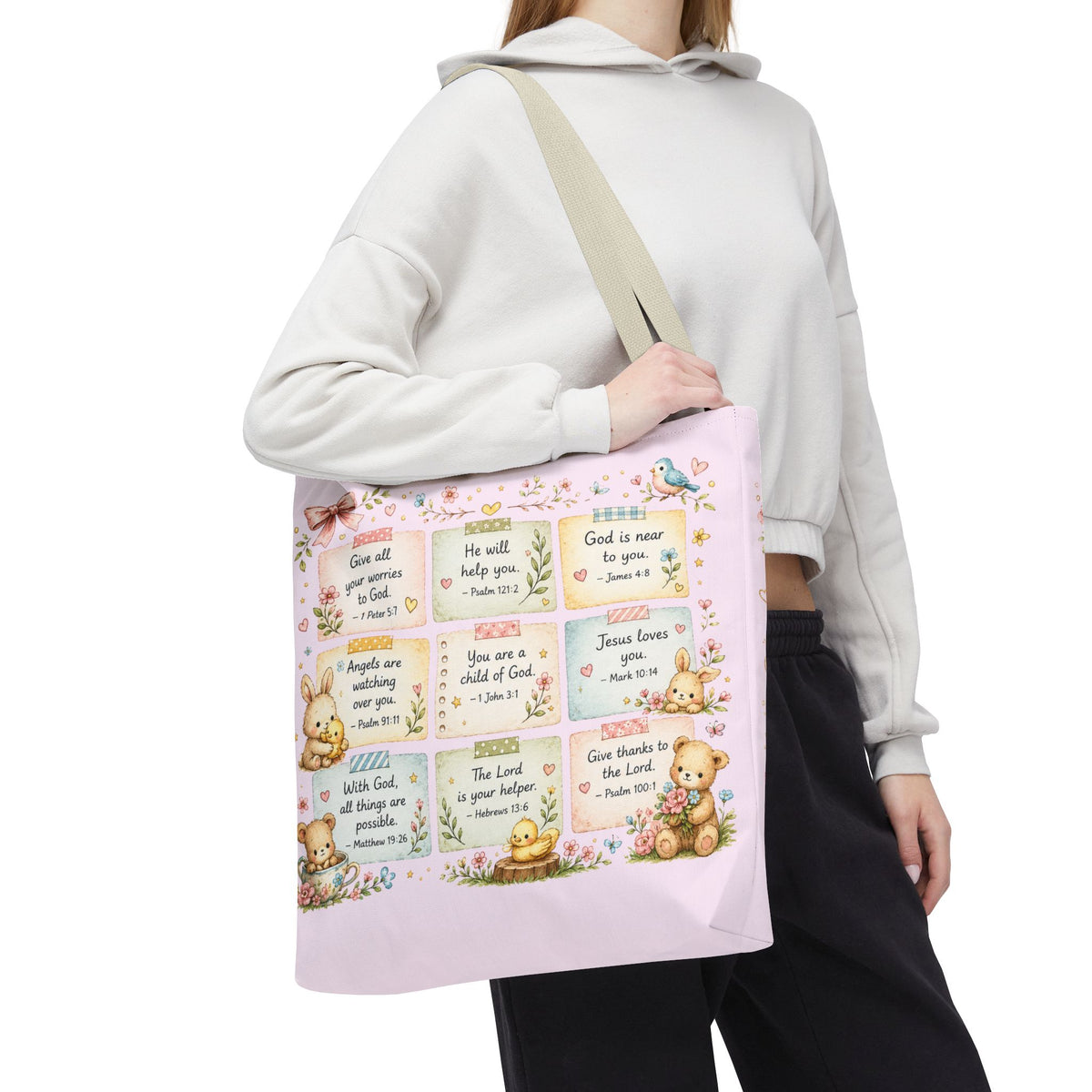 Promises for Her Little Heart™ Double-Sided Christian Girls Tote Bag | Bible Verse Tote | Church Bag for Girls | Faith Gift for Daughters