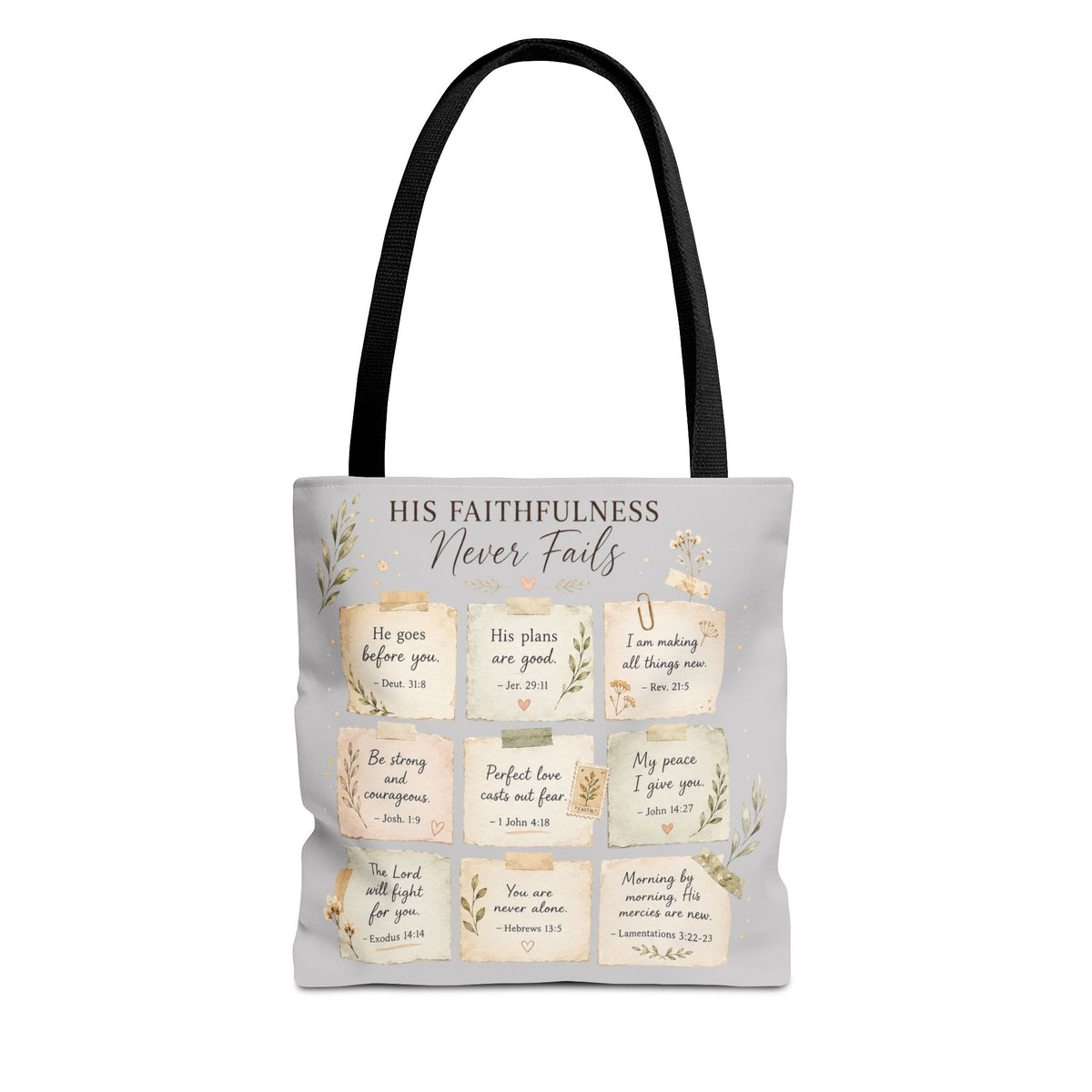His Faithfulness Never Fails™ Double-Sided Christian Tote Bag | Scripture Promise Canvas Tote | Bible Study Bag | Faith Gift for Women