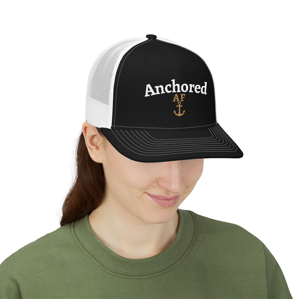 Anchored AF Embroidered Hat | Richardson 112 Trucker | Coastal Faith Cap | Christian Boutique Hat