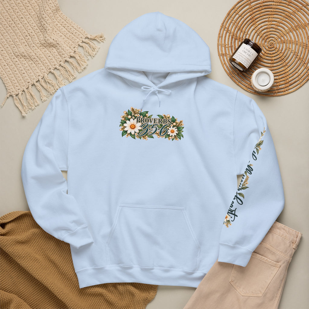 Trust in the Lord Floral Cross Hoodie | Proverbs Christian Hoodie