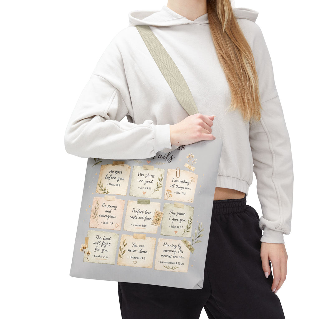 His Faithfulness Never Fails™ Double-Sided Christian Tote Bag | Scripture Promise Canvas Tote | Bible Study Bag | Faith Gift for Women