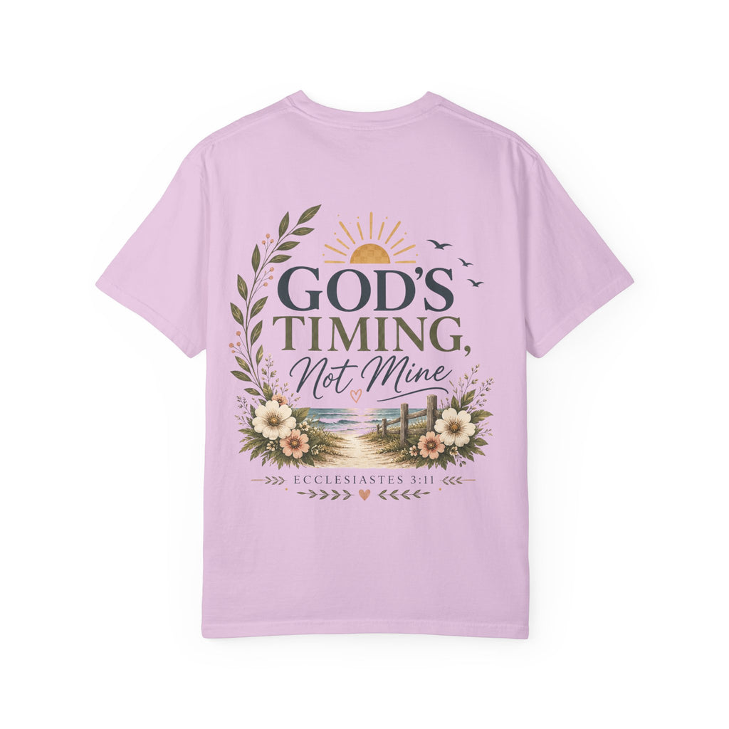 God's Timing, Not Mine Comfort Colors® T-Shirt | Christian Coastal Shirt | Faith-Based Beach Tee | Ecclesiastes 3:11 | Still Blessed Co.