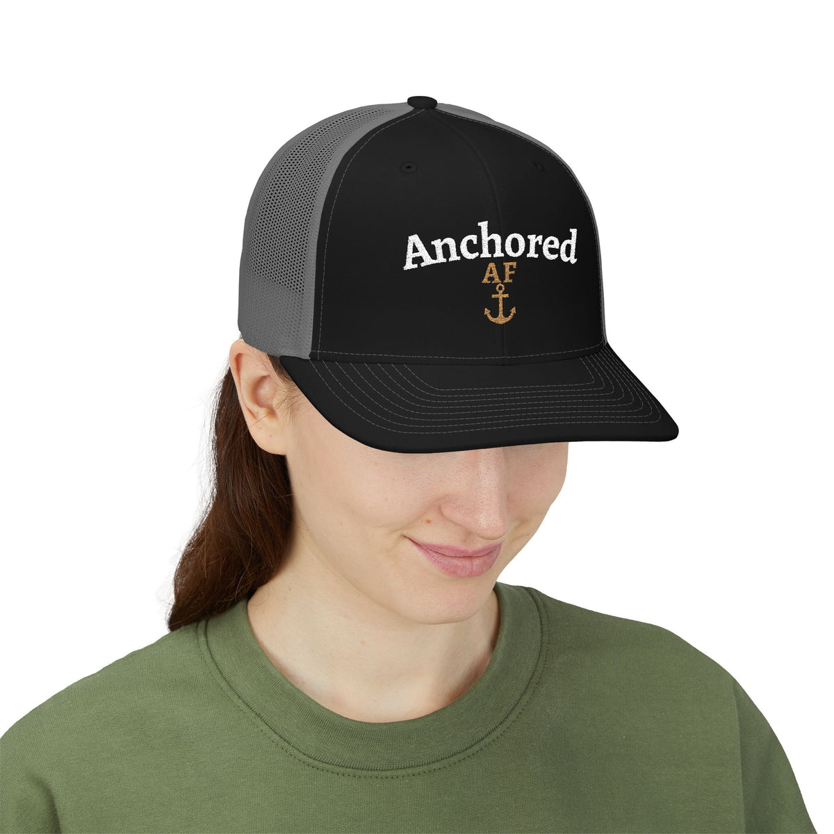 Anchored AF Embroidered Hat | Richardson 112 Trucker | Coastal Faith Cap | Christian Boutique Hat