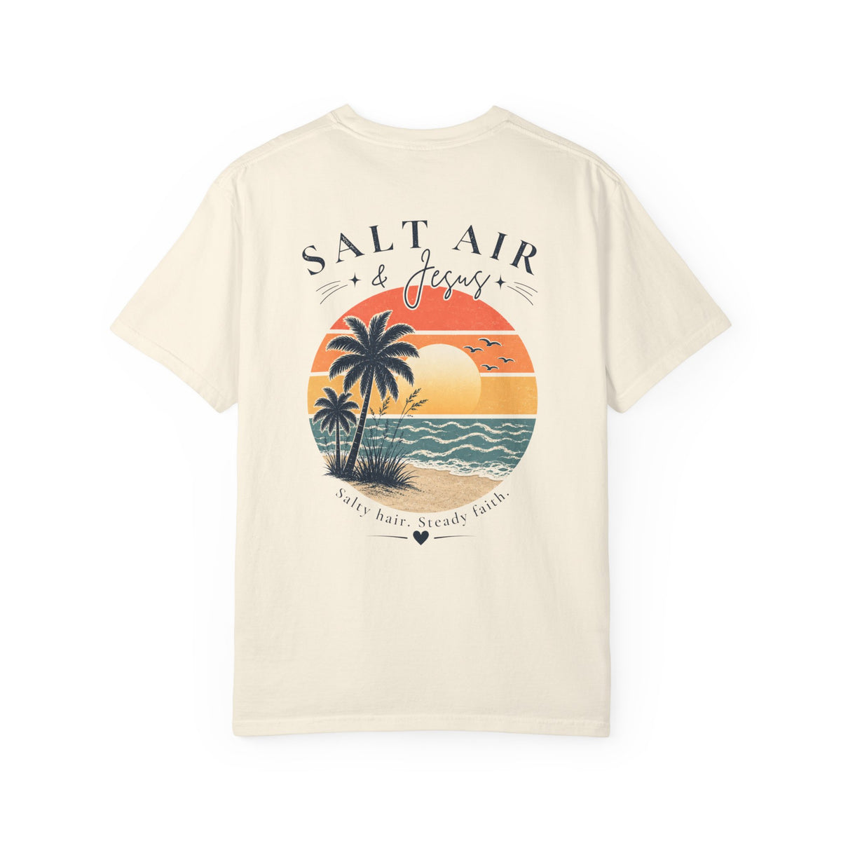 Salt Air & Jesus™ Coastal Faith Comfort Colors Tee | Christian Beach Shirt | Salty Hair Steady Faith Graphic Tee