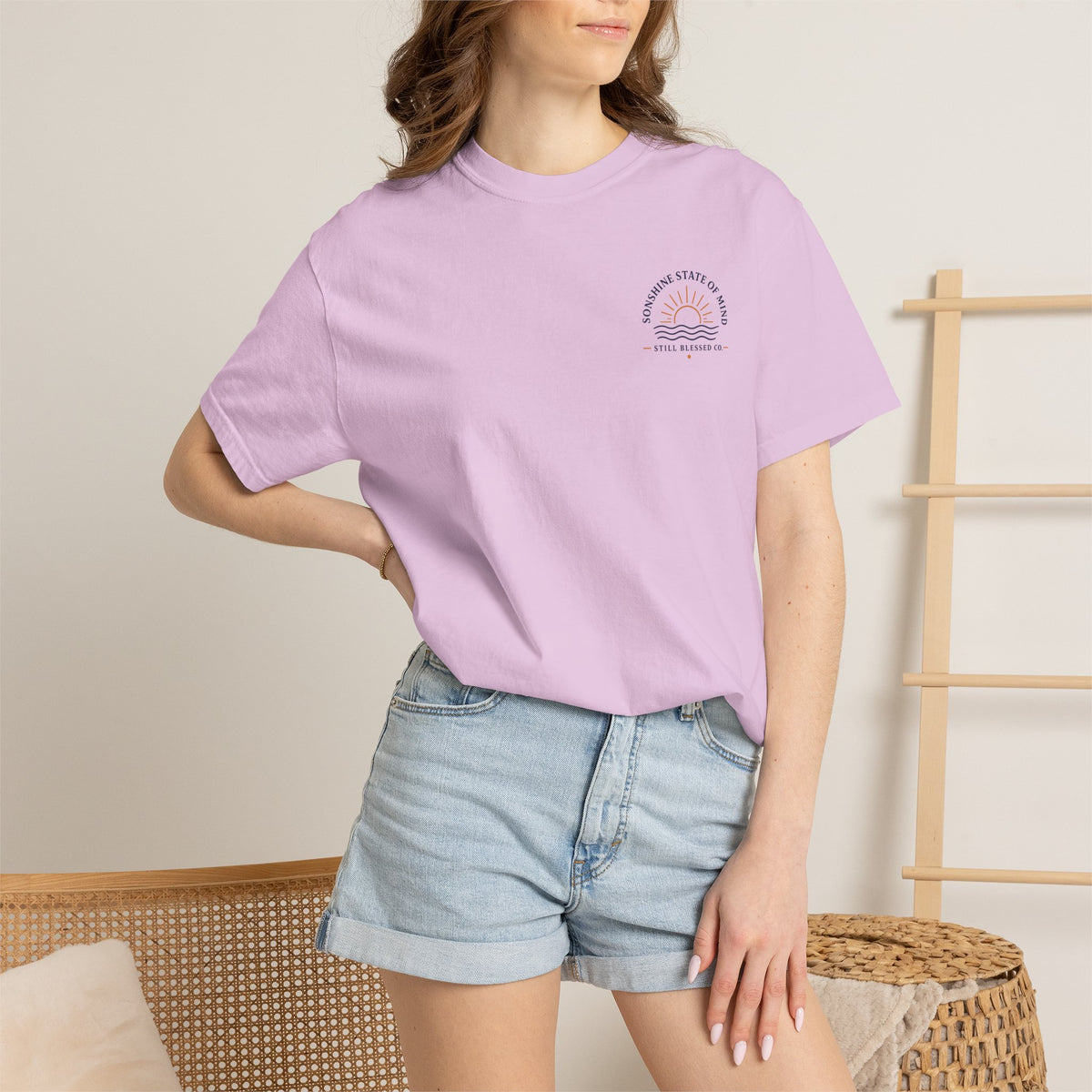 Sonshine State of Mind Comfort Colors® Tee | Coastal Christian Graphic Shirt | John 8:12 | Still Blessed Co.