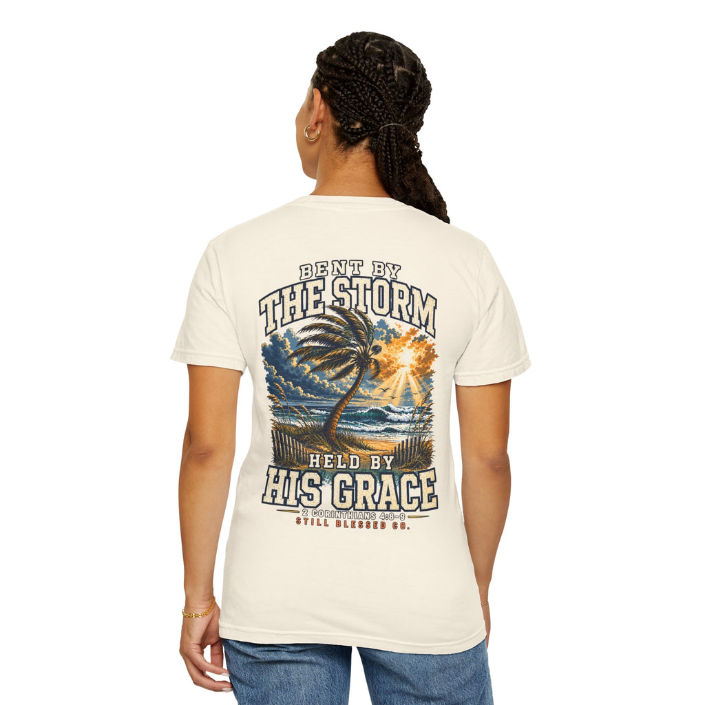 Bent by the Storm, Held by His Grace Comfort Colors® Tee | Coastal Christian Shirt | Women’s Faith Graphic T-Shirt