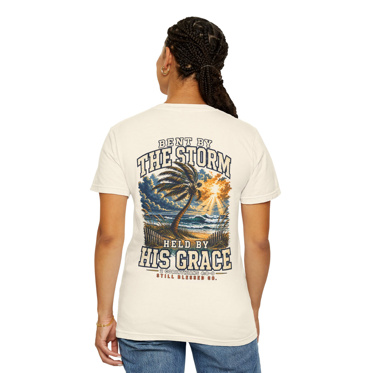 Bent by the Storm, Held by His Grace Comfort Colors® Tee | Coastal Christian Shirt | Women’s Faith Graphic T-Shirt