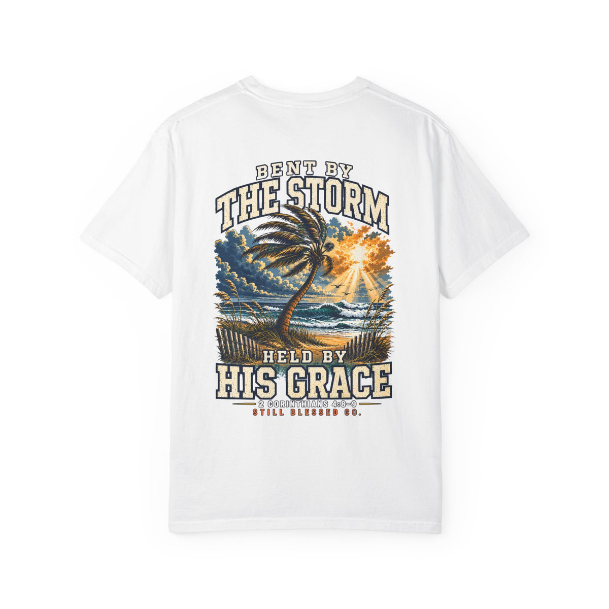 Bent by the Storm, Held by His Grace Comfort Colors® Tee | Coastal Christian Shirt | Women’s Faith Graphic T-Shirt