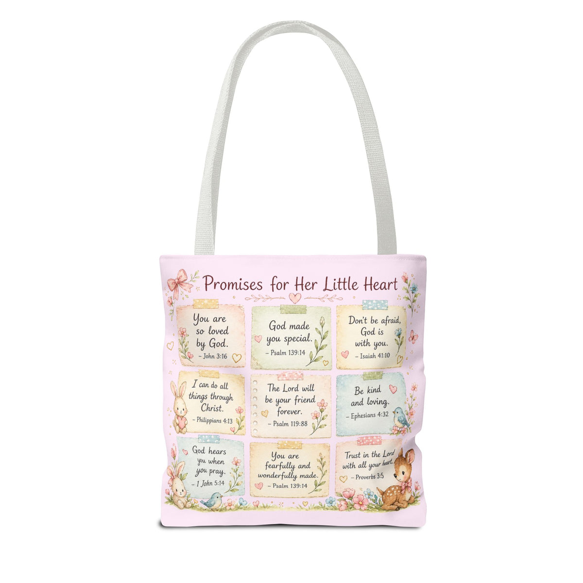 Promises for Her Little Heart™ Double-Sided Christian Girls Tote Bag | Bible Verse Tote | Church Bag for Girls | Faith Gift for Daughters