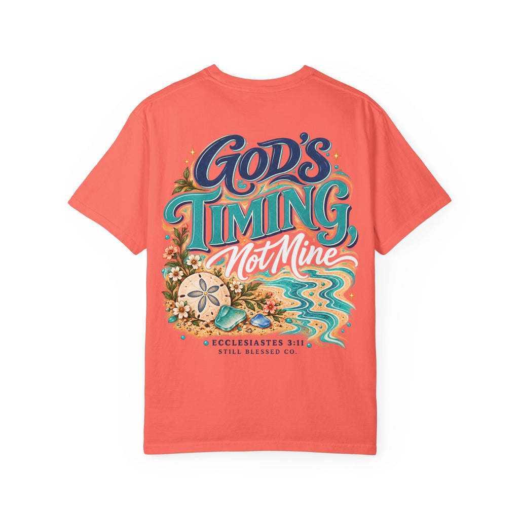 God's Timing, Not Mine Comfort Colors® T-Shirt | Christian Coastal Shirt | Faith-Based Beach Tee | Ecclesiastes 3:11 | Still Blessed Co.