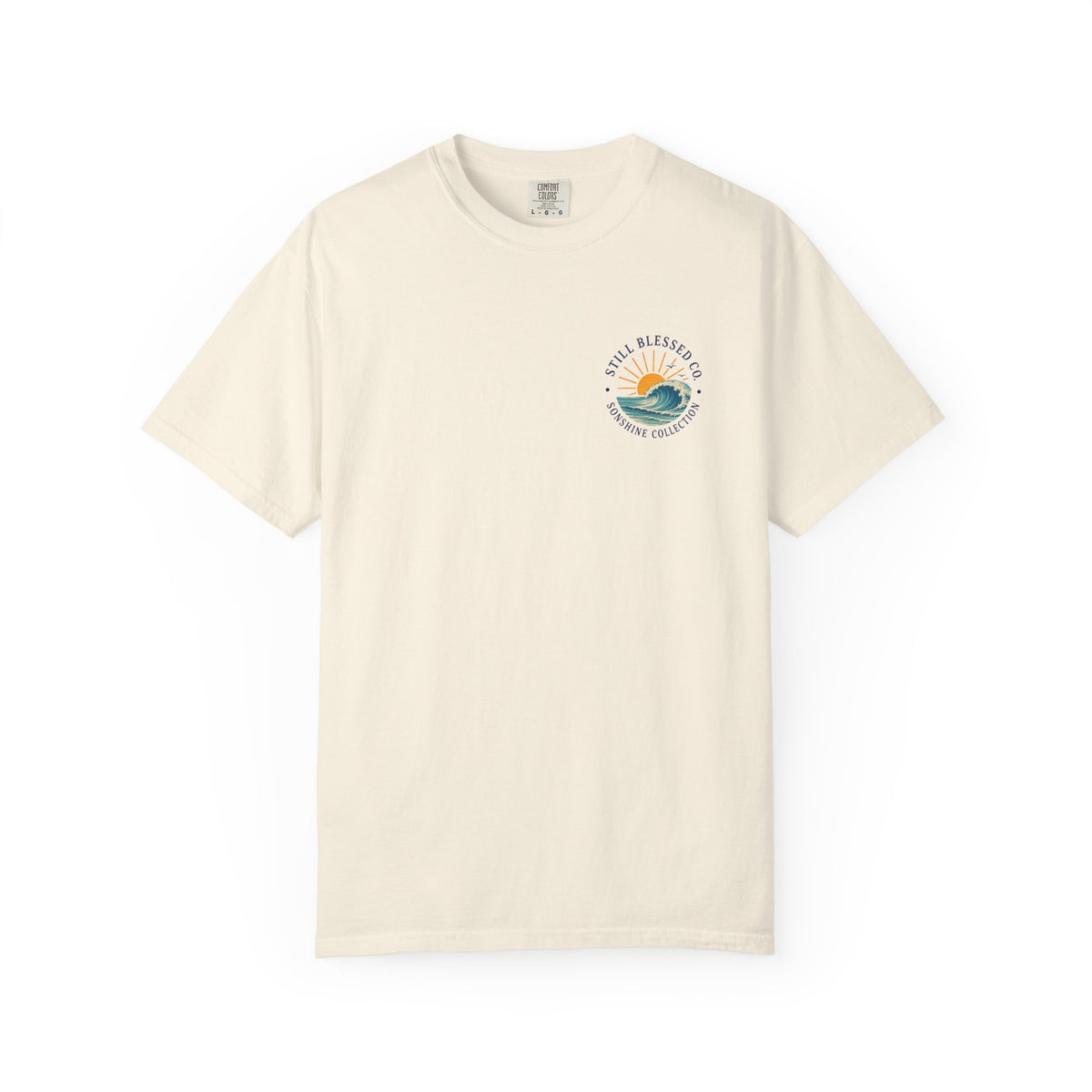 Mercy Rises Tee — Sunrise Surf Christian T-Shirt (Lamentations 3:22-23)