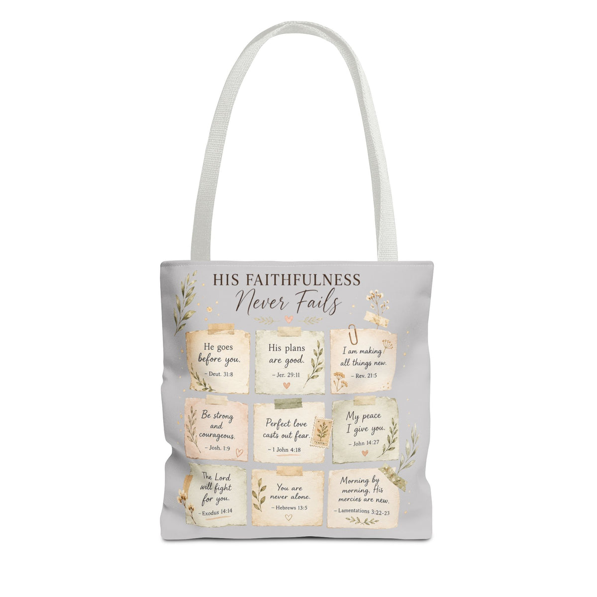 His Faithfulness Never Fails™ Double-Sided Christian Tote Bag | Scripture Promise Canvas Tote | Bible Study Bag | Faith Gift for Women