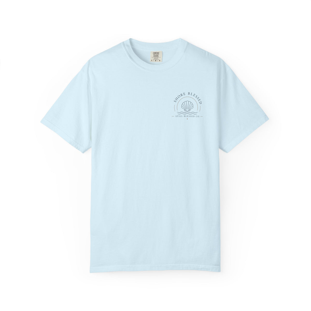 Shore Blessed Comfort Colors® Christian T-Shirt | Coastal Faith Shirt | Beach Christian Tee | Surf Inspired Bible Shirt | Still Blessed Co.