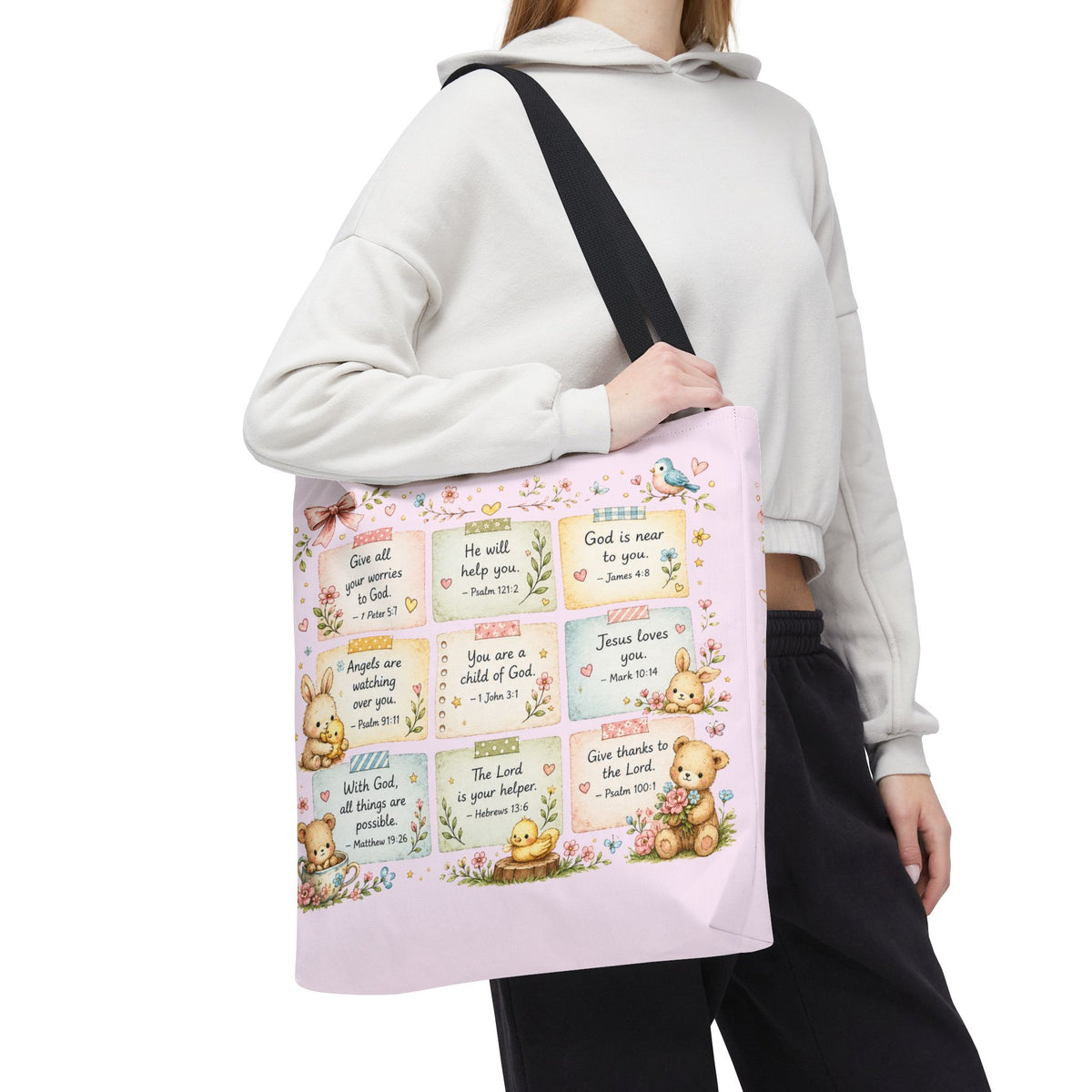 Promises for Her Little Heart™ Double-Sided Christian Girls Tote Bag | Bible Verse Tote | Church Bag for Girls | Faith Gift for Daughters