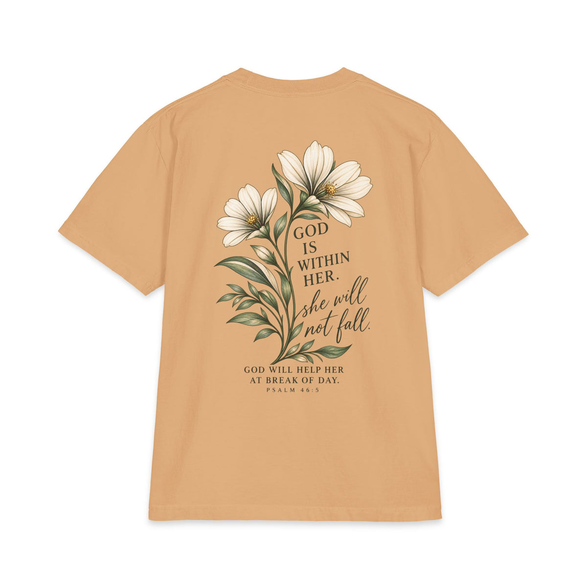 God Is Within Her Shirt | Psalm 46:5 Botanical Oversized Christian Tee