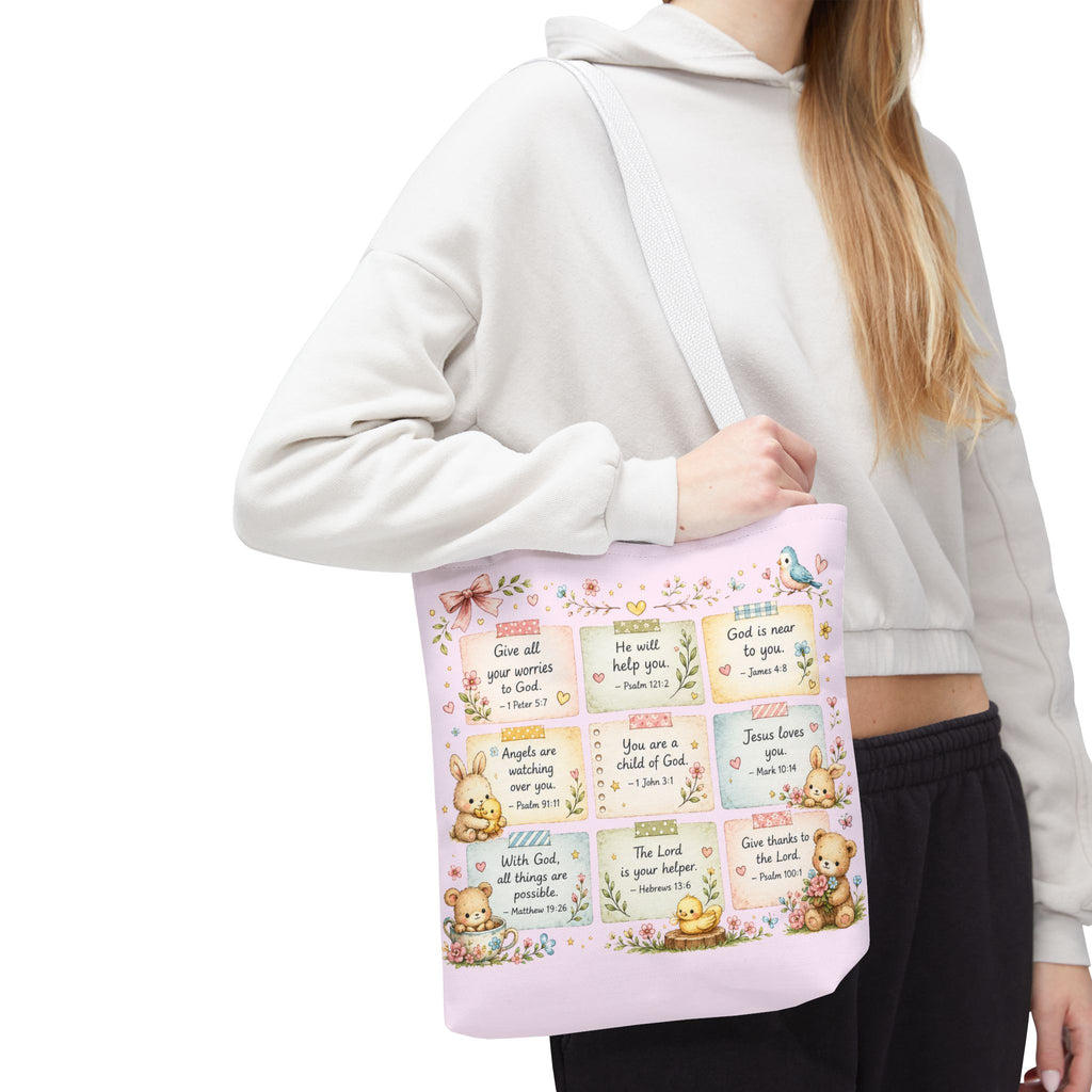 Promises for Her Little Heart™ Double-Sided Christian Girls Tote Bag | Bible Verse Tote | Church Bag for Girls | Faith Gift for Daughters