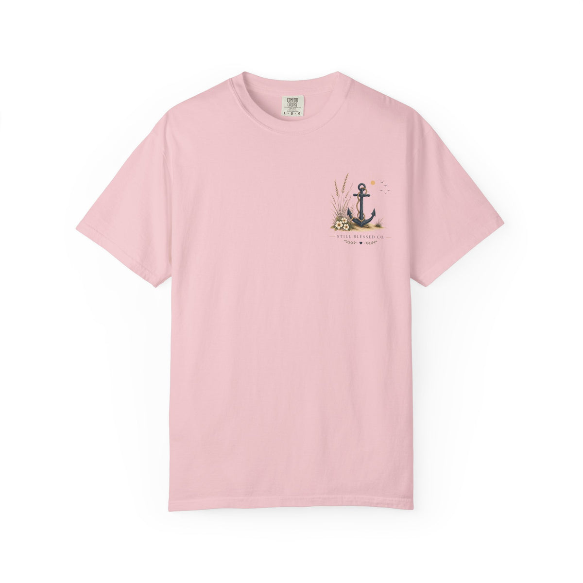 Anchored in His Love Comfort Colors® Tee | Christian Coastal T-Shirt | Faith-Based Beach Shirt | Matthew 19:26 | Still Blessed Co.