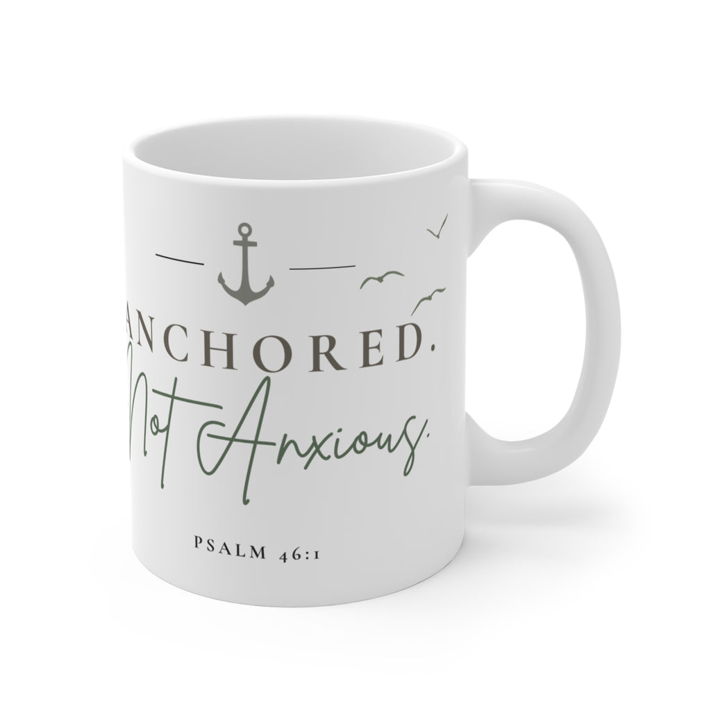 Anchored. Not Anxious. Coffee Mug | Christian Coastal Mug | Psalm 46:1 | Faith Coffee Cup | Christian Gift for Women | Still Blessed Co.