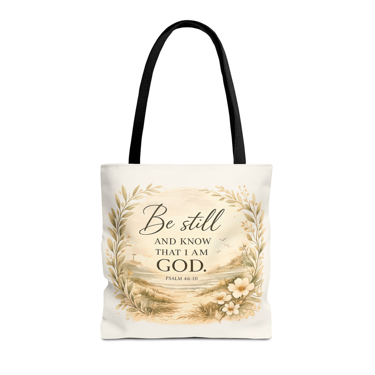 Be Still & Know™ Double-Sided Coastal Tote Bag | Psalm 46:10 Christian Canvas Tote | Beach Path Watercolor Bag | Boutique Gift for Women