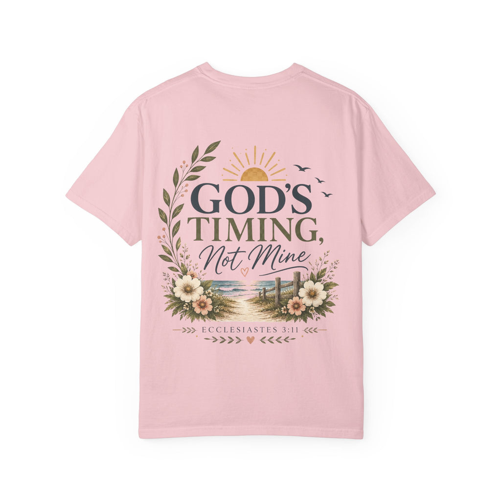 God's Timing, Not Mine Comfort Colors® T-Shirt | Christian Coastal Shirt | Faith-Based Beach Tee | Ecclesiastes 3:11 | Still Blessed Co.