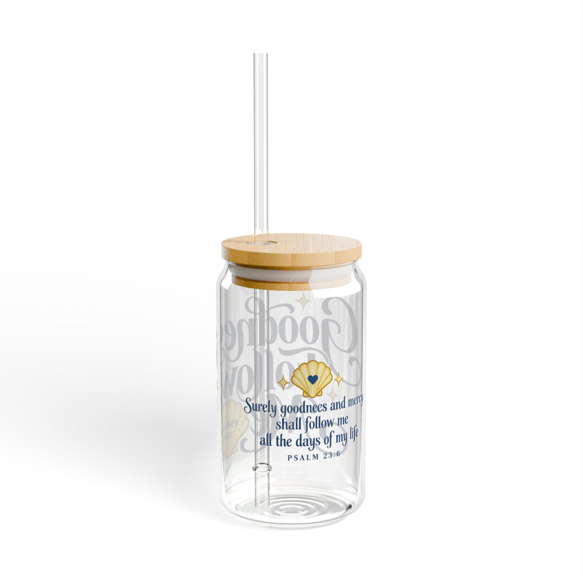 Goodness Follows Me | Coastal Faith Glass Sipper · 16 oz