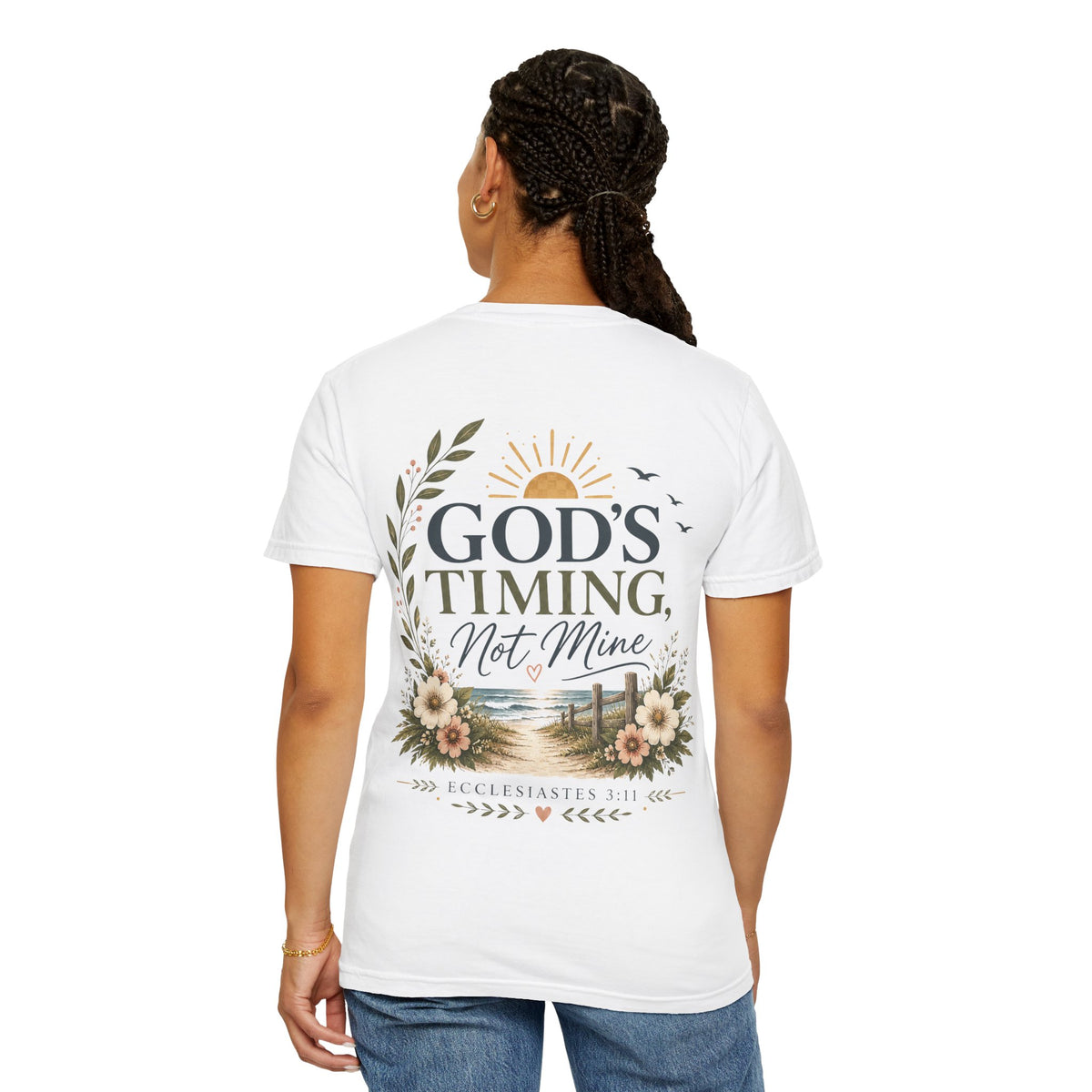 God's Timing, Not Mine Comfort Colors® T-Shirt | Christian Coastal Shirt | Faith-Based Beach Tee | Ecclesiastes 3:11 | Still Blessed Co.
