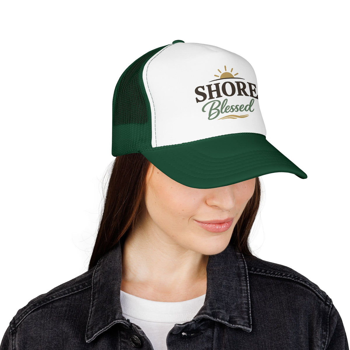 Shore Blessed™ Coastal Faith Trucker Hat | Women's Boutique Snapback | Faith & Sunshine Collection