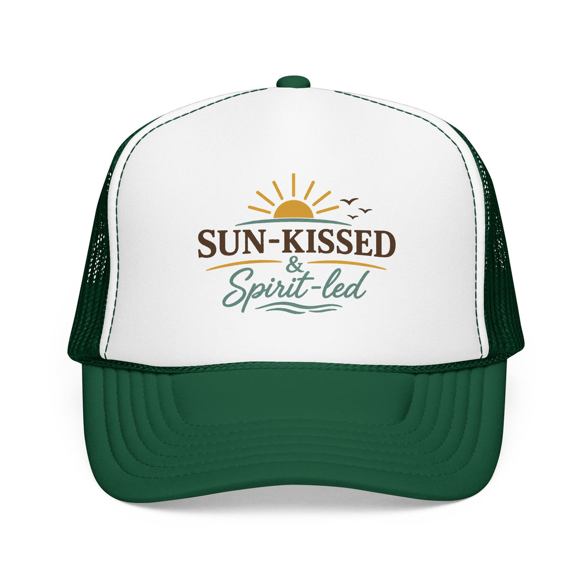 Sun-Kissed & Spirit-Led™ Coastal Christian Trucker Hat | Boutique Faith Snapback | Women's Beach Hat | Still Blessed Co.
