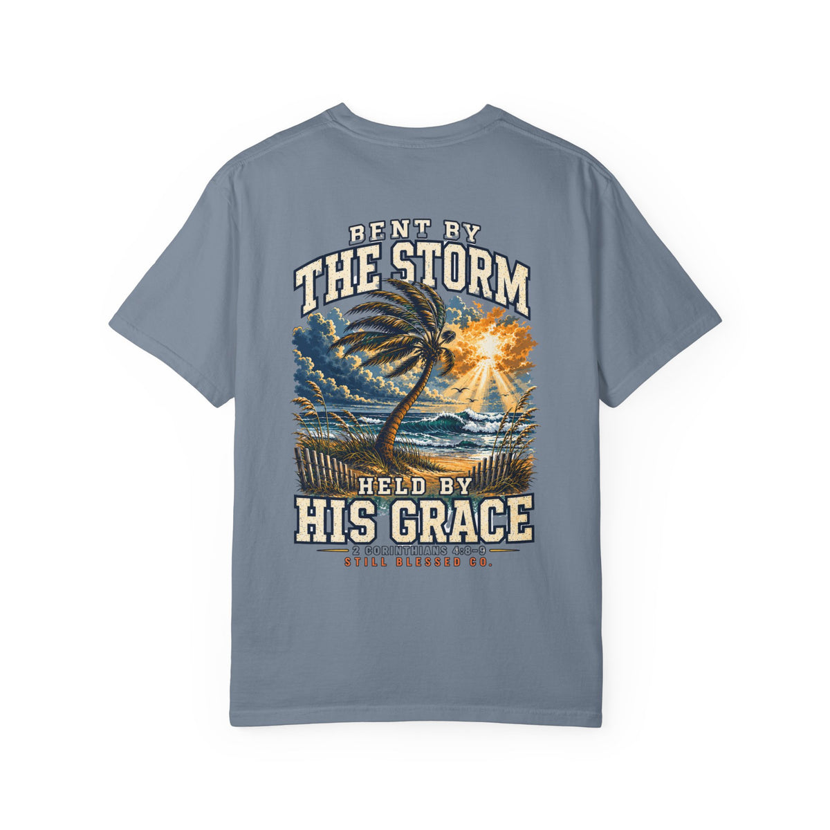 Bent by the Storm, Held by His Grace Comfort Colors® Tee | Coastal Christian Shirt | Women’s Faith Graphic T-Shirt