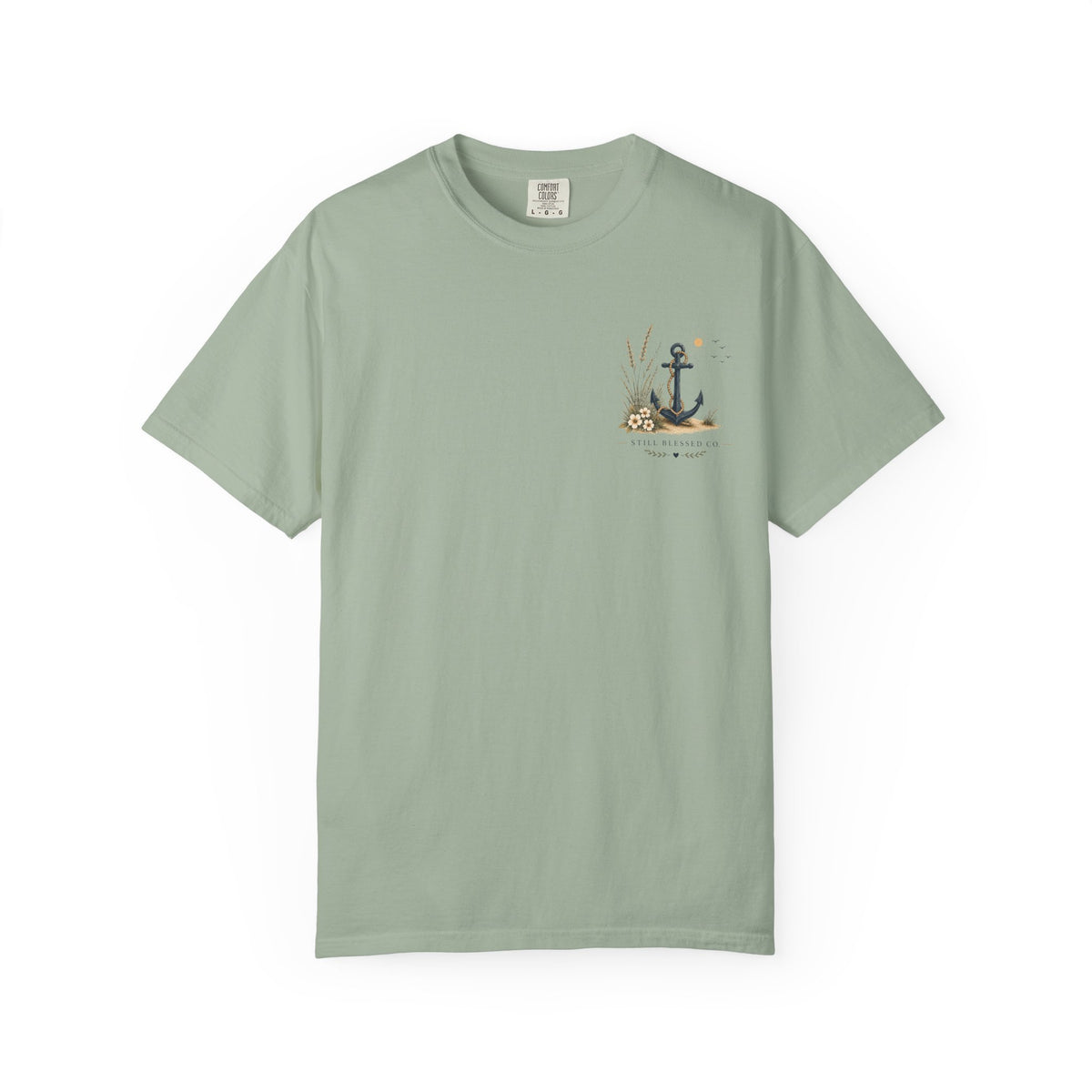 Anchored in His Love Comfort Colors® Tee | Christian Coastal T-Shirt | Faith-Based Beach Shirt | Matthew 19:26 | Still Blessed Co.