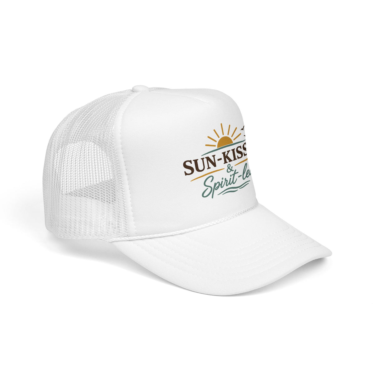 Sun-Kissed & Spirit-Led™ Coastal Christian Trucker Hat | Boutique Faith Snapback | Women's Beach Hat | Still Blessed Co.