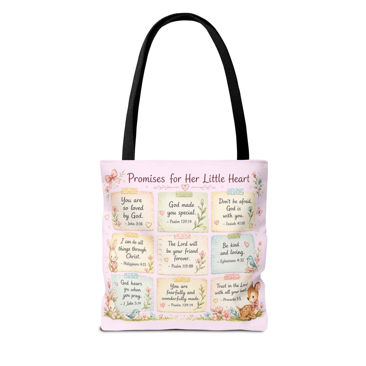 Promises for Her Little Heart™ Double-Sided Christian Girls Tote Bag | Bible Verse Tote | Church Bag for Girls | Faith Gift for Daughters