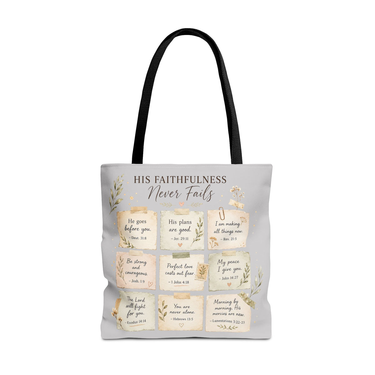 His Faithfulness Never Fails™ Double-Sided Christian Tote Bag | Scripture Promise Canvas Tote | Bible Study Bag | Faith Gift for Women
