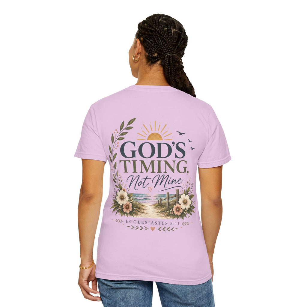 God's Timing, Not Mine Comfort Colors® T-Shirt | Christian Coastal Shirt | Faith-Based Beach Tee | Ecclesiastes 3:11 | Still Blessed Co.