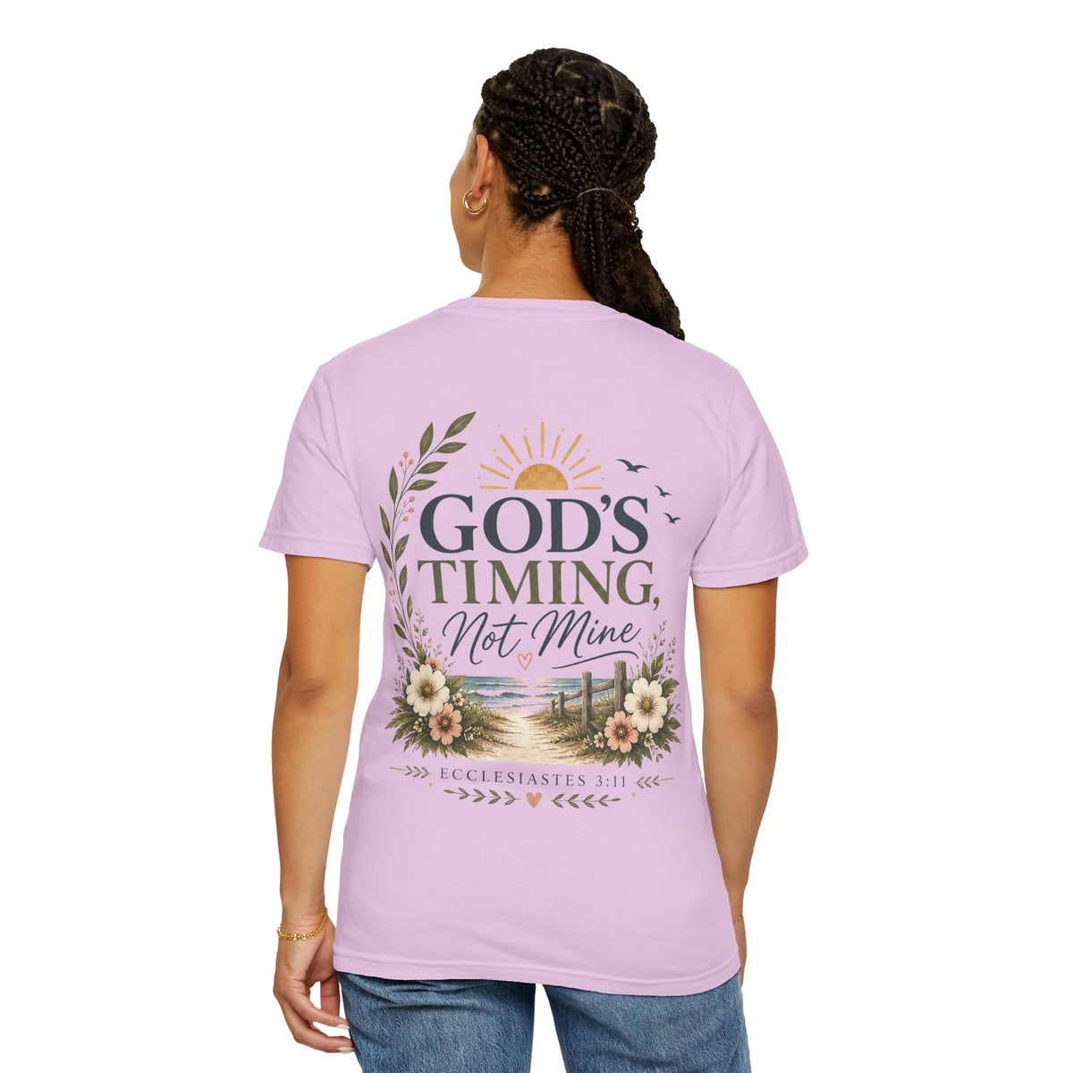 God's Timing, Not Mine Comfort Colors® T-Shirt | Christian Coastal Shirt | Faith-Based Beach Tee | Ecclesiastes 3:11 | Still Blessed Co.