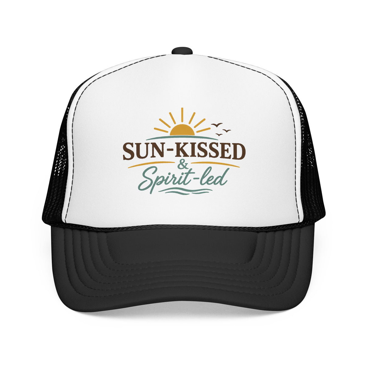 Sun-Kissed & Spirit-Led™ Coastal Christian Trucker Hat | Boutique Faith Snapback | Women's Beach Hat | Still Blessed Co.
