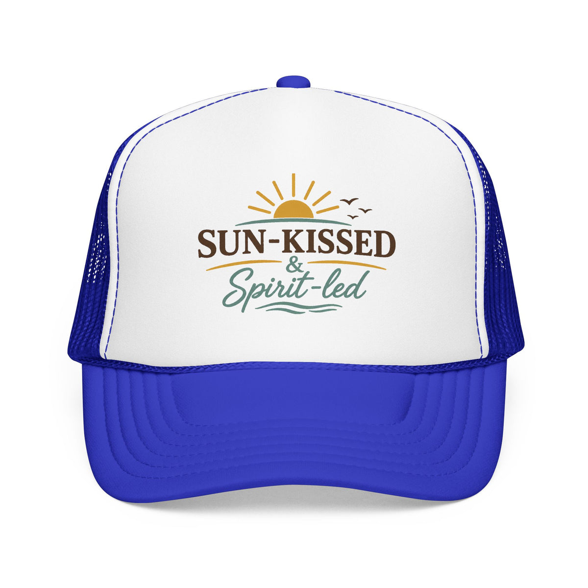 Sun-Kissed & Spirit-Led™ Coastal Christian Trucker Hat | Boutique Faith Snapback | Women's Beach Hat | Still Blessed Co.